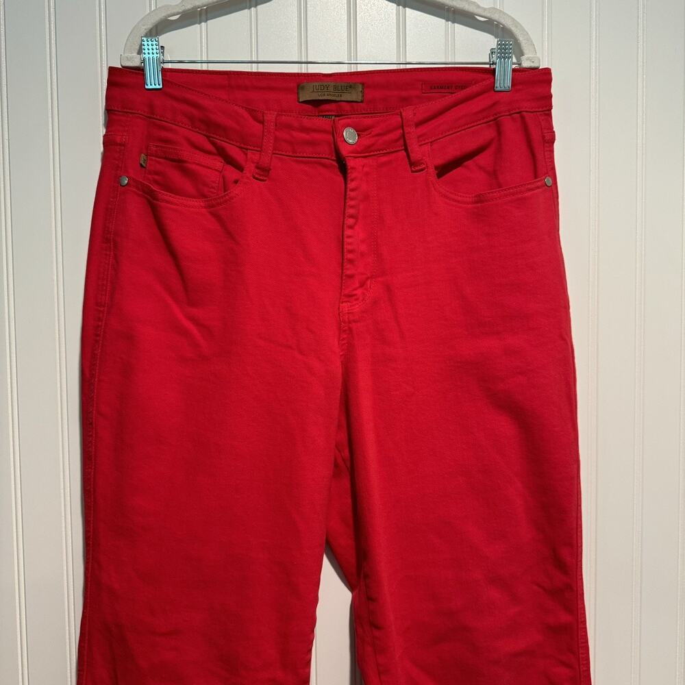 Judy Blue Garment Dyed 90s Straight Denim Jeans Red Size 14W - Picture 3 of 7